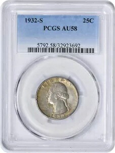1932-S ワシントン シルバー クォーター AU58 PCGS