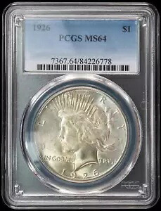 1926-P ピース シルバー ダラー PCGS MS64 ドル 美しいクリーンなサテン表面