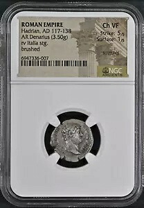 ローマ帝国 - ハドリアヌス帝 - AD 117-138 - デナリウス銀貨 - NGC Ch VF - RIC:1541｜WORLD RESOURCE【KING店】