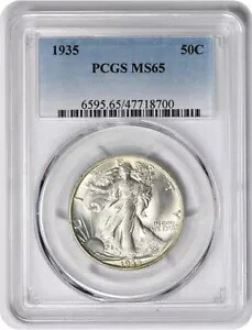 1935 ウォーキング リバティ シルバー ハーフダラー MS65 PCGS