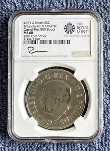 2023 チャールズ 3 世 26 世ブリタニア 1 オンス銀貨 NGC ハンドサイン入り レア