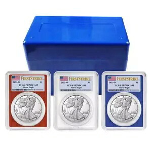 2023-W プルーフ $1 アメリカン シルバー イーグル 3 本セット PCGS PR70DCAM FS フラッグ ラベル レッド...