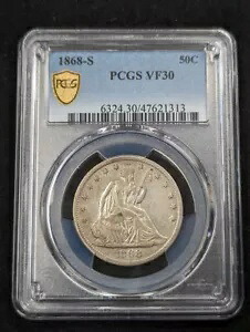 1868-S 50C シーテッド リバティ ハーフダラー PCGS VF30 47621313