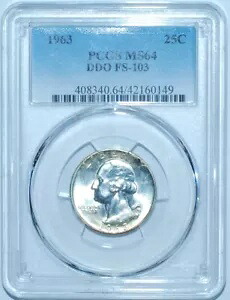 1963 PCGS MS64 DDO FS-103 ダブルダイ 表面ワシントンクォーター｜WORLD RESOURCE【KING店】