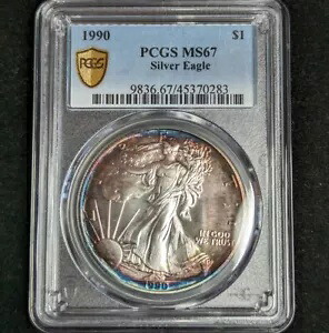 1990 $1 トーン シルバー イーグル PCGS MS67 1 ドル トナー 45370283
