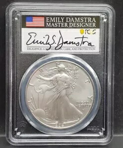 2021 シルバー イーグル PCGS MS70 初回生産タイプ 2 エミリー ダムストラ サイン入り