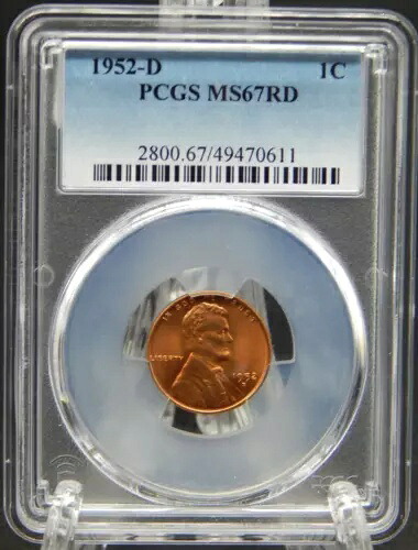 1952-D PCGS MS67 RD レッド リンカーン ウィート バック セント #BT-50