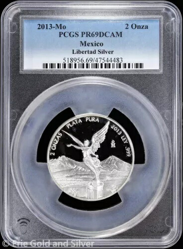 2013-Mo メキシコ 2 オンス シルバー プルーフ リベルタ PCGS PR 69 DCAM