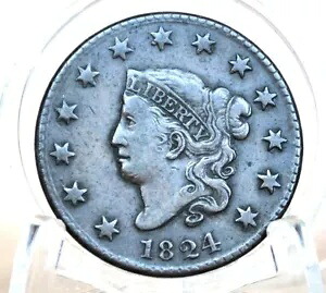 1824 マトロン ヘッド ラージ セント - 非常に上質な選択 - 1824 米国ラージ セント、グレート コイン