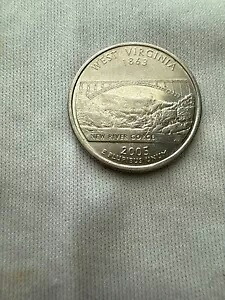2005年Pウェストバージニア州クォーター。米国造幣局ロールより。 150,700円