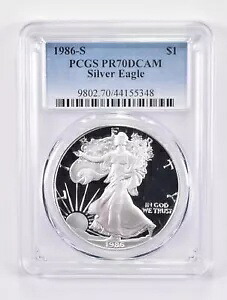1986-S PR70 DCAM アメリカン シルバー イーグル PCGS ブルーラベル