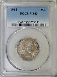1914 理髪店クォーター、PCGS MS63..........タイプ コイン会社