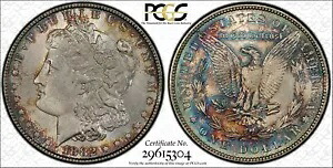 1882 シルバー モーガン ドル PCGS MS 64+ プランシェ リム クリップ ミント エラー トーン