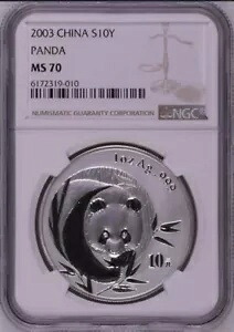 NGC MS70 2003 チャイナ パンダ 1 オンス銀貨