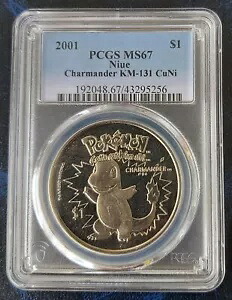 ニウエ 1$ UNC コイン 2001 年 KM#131 ポケモン ヒトカゲ PCGS グレーディング MS67 トップ ポップ