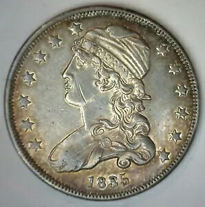 1835 US キャップド バスト シルバー クォーター US タイプ コイン 25c 極細 25 セント ダメージ
