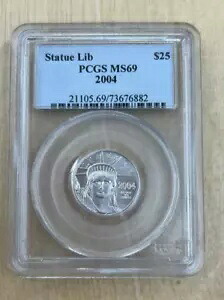 2004 1/4 オンス プラチナ イーグル PCGS MS69 $25 スタチュー リバティ コイン/地金