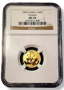 2009 中国 G50Y 50 元 1/10 オンス パンダ ゴールド コイン 10 オンス - NGC MS 70