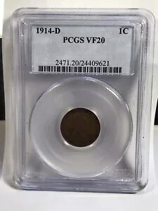 1914-D リンカーン セント PCGS VF20 キー デート 素晴らしい外観のコイン