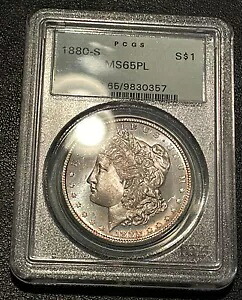 PCGS MS65PL 1880-S モルガン ドル 宝石のような魅力的なプルーフ OGH グリーン ラベル