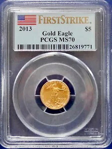 2013 アメリカン イーグル ゴールド 1/10 オンス $5 PCGS MS 70 ファースト ストライク