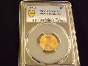 1972 ワンセント DDO PCGS MS 66 RB