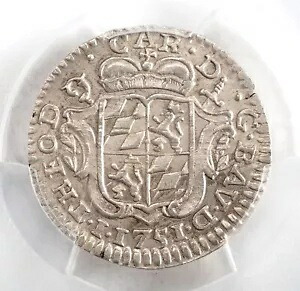 1753年、リエージュ（司教区）、ヨハン・テオドール。珍しい銀のプラケットコイン。 PCGS MS-63！