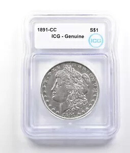 1891-CC モーガン シルバー ダラー 本物の ICG *2703