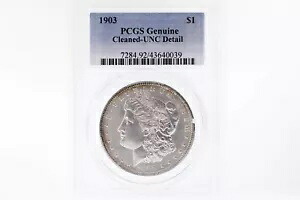 1903 モーガン シルバー ダラー コイン -PCGS 本物の洗浄済み -UNC の詳細