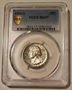 1950 S ワシントン クォーター MS67 PCGS トーニング