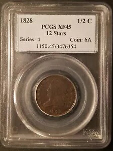 1828 クラシックヘッド ハーフセント * 12 スター * PCGS XF45 * アーリーホルダー * R-5.8 152,900円