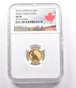2016 P オーストラリア 15 ドル ゴールド オナガワシ MS70 NGC カナダ *1933