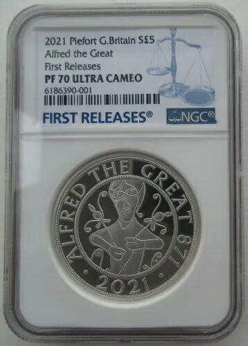 NGC PF70 イギリス UK 2021 アルフレッド ザ グレート ピーフォート シルバー コイン 5 ポンド COA