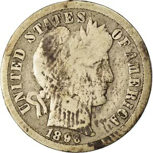 [#863819] コイン、米国、バーバーダイム、ダイム、1896年、米国造幣局、ニューオーリンズ、
