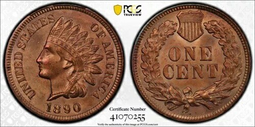 1890 1c インディアン ヘッド セント PCGS MS64 RB