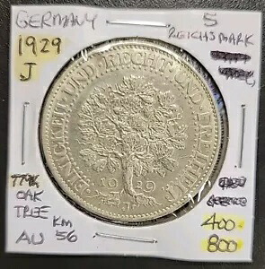 ドイツ: ワイマール共和国- 1931-J 5 ReichsMark- 珍しい日付。