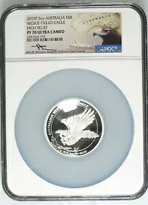 2015 P 5オンス オーストラリア シルバー $8 ウェッジテールイーグル ハイレリーフ PF70 UC NGC