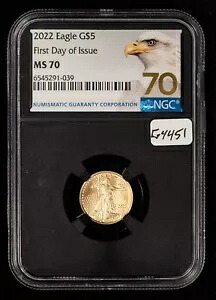 2022 G$5 1/10 オンス ゴールド アメリカン イーグル - FDOI - NGC MS 70 - SKU-G4451