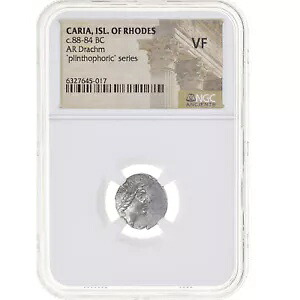 [#1065972] コイン、カリア、ドラクマ、紀元前88-84年、ロードス島、グレード、NGC、VF、VF(20-25)、Si