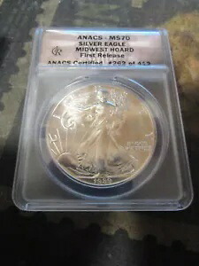 1989 Silver Eagle Midwest Hoard ANACS MS70 初リリース #262/412