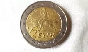 2 ユーロ硬貨 ヨーロッパ ギリシャの歓喜。 2002 RARE 星にエラー S あり