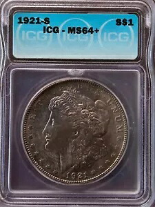 1921-S モーガン シルバー ダラー - ICG MS-64+