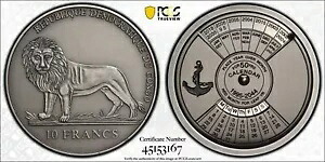 コンゴ シルバー 10 フラン BU コイン 2004 年 50 年カレンダー PCGS MS70 トップ