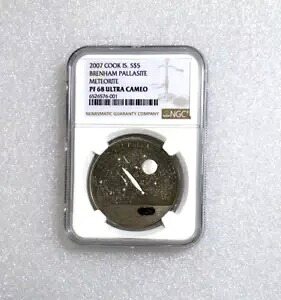 2007 クック諸島 $5- ブレナム隕石 NGC PF68 ウルトラ カメオ 25gm シルバー コイン