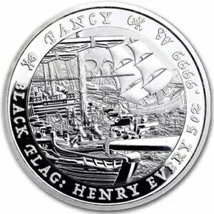 5 $ ドル ブラック フラッグ - ヘンリー エブリィ - ファンシー ツバル 5 オンス シルバー 2023