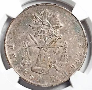 1871年、メキシコ（第2共和政）。シルバースケールペソドルコイン。サカテカス！ NGC XF+