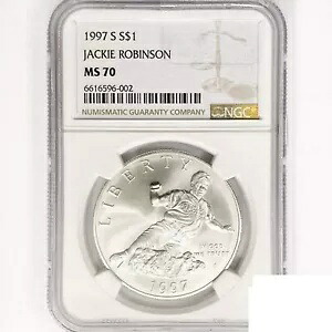 1997-S ジャッキー ロビンソン シルバー 0.7734 オンス ドル コイン NGC MS70|WORLD RESOURCE【KING店】