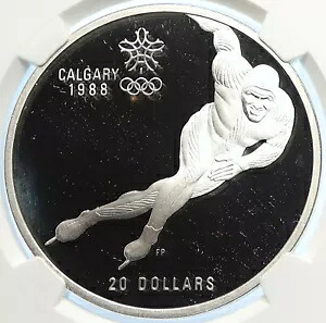 1985 カナダ 1988 カルガリー オリンピック スピード スケート プルーフ シルバー $20 コイン NGC i106636|WORLD RESOURCE【KING店】
