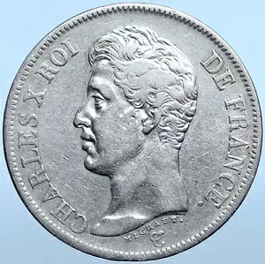 1826 M フランス キング チャールズ X アンティーク ヴィンテージ シルバー フランス 5 フラン コイン i114962｜WORLD RESOURCE【KING店】 245,850円