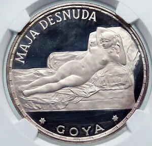 1970 赤道ギニア ゴヤ マハ デスヌーダ プルーフ シルバー 100ペセタス コイン NGC i85229|WORLD RESOURCE【KING店】
